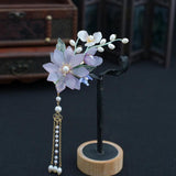2pcs Magnolia Tassel Hair Clips Light Purple Hair Accessories
