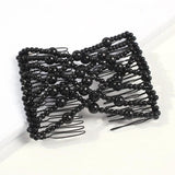 Pearl Beads Elastic Hair Combs Bow Double Slide Magic Hair Clip Hairpin