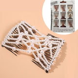 Pearl Beads Elastic Hair Combs Bow Double Slide Magic Hair Clip Hairpin
