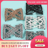 Pearl Beads Elastic Hair Combs Bow Double Slide Magic Hair Clip Hairpin
