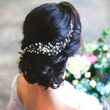 Flowers Pearl Hair Combs Silver Crystal Hairpins Bride Tiaras Bride Headpiece