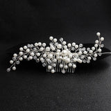 Flowers Pearl Hair Combs Silver Crystal Hairpins Bride Tiaras Bride Headpiece