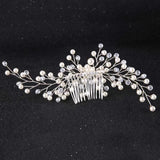 Flowers Pearl Hair Combs Silver Crystal Hairpins Bride Tiaras Bride Headpiece