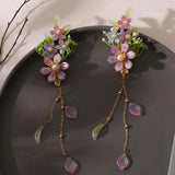 2pcs Tassel Hair Clips Flower Pearl Chinese Hanfu Hair Accessories Vintage