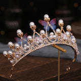 Baroque Pearl Rhinestone Crown Tiara Wedding Hair Accessories