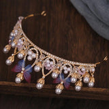 Baroque Pearl Rhinestone Crown Tiara Wedding Hair Accessories