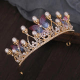 Baroque Pearl Rhinestone Crown Tiara Wedding Hair Accessories