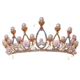 Baroque Pearl Rhinestone Crown Tiara Wedding Hair Accessories