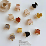 Metal Epoxy Square Round Hair Clip Claw Small Geometry Woman Girls