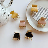 Metal Epoxy Square Round Hair Clip Claw Small Geometry Woman Girls