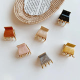 Metal Epoxy Square Round Hair Clip Claw Small Geometry Woman Girls