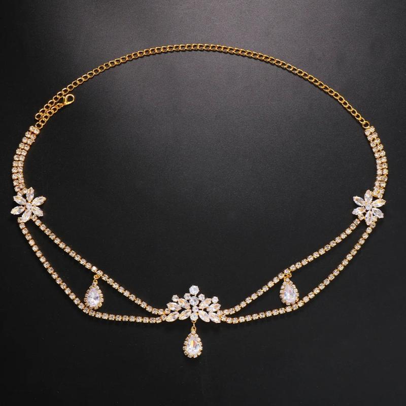 Stonefans Double Pendant Tiara Wedding Bride Headband Rhinestone Hair Chain