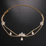 Stonefans Double Pendant Tiara Wedding Bride Headband Rhinestone Hair Chain