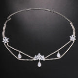 Stonefans Double Pendant Tiara Wedding Bride Headband Rhinestone Hair Chain