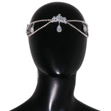 Stonefans Double Pendant Tiara Wedding Bride Headband Rhinestone Hair Chain