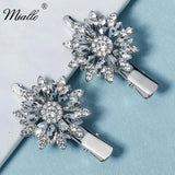 Silver Rhinestone Flower Hair Clips Women Hairpins