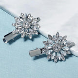 Silver Rhinestone Flower Hair Clips Women Hairpins