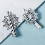 Silver Rhinestone Flower Hair Clips Women Hairpins