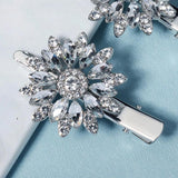 Silver Rhinestone Flower Hair Clips Women Hairpins