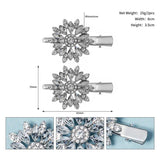 Silver Rhinestone Flower Hair Clips Women Hairpins
