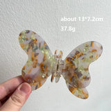 Sweet Multicolor Floral Butterfly Hair Clip Acrylic Hair Claw for Women Party