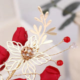 Red Crystal Flower Hair Clip Bride Wedding Party Hairpin