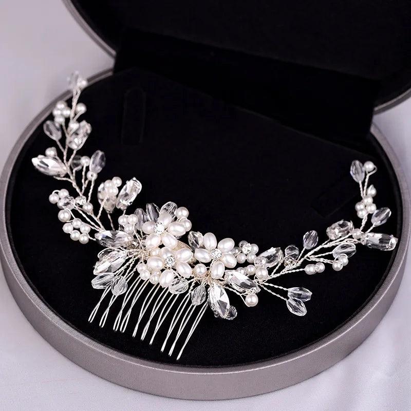 Bridal Hair Comb Pearl Pins Gold/Silver Headdress Bride Jewelry