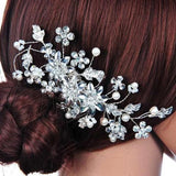 Pearl Crystal Flower Leaf Bridal Hair Comb Tiara Crowns Bridal Headpiece