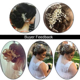 Pearl Crystal Flower Leaf Bridal Hair Comb Tiara Crowns Bridal Headpiece