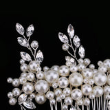 Pearl Crystal Flower Leaf Bridal Hair Comb Tiara Crowns Bridal Headpiece
