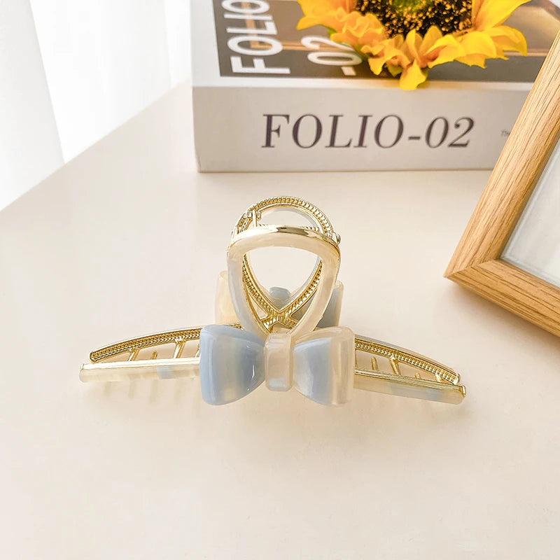 Large Alloy Hair Claw Clips High-End Sense Cross Bowknot Flower Shark Clip