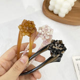 Retro Rose Flower Hair Sticks U Shaped Hair Pin Tortoiseshell