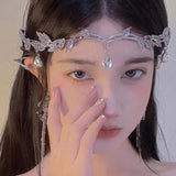 Exotic Tassel Headwear Fairy Rhinestone Eyebrows Drop Headband Bridal Wedding