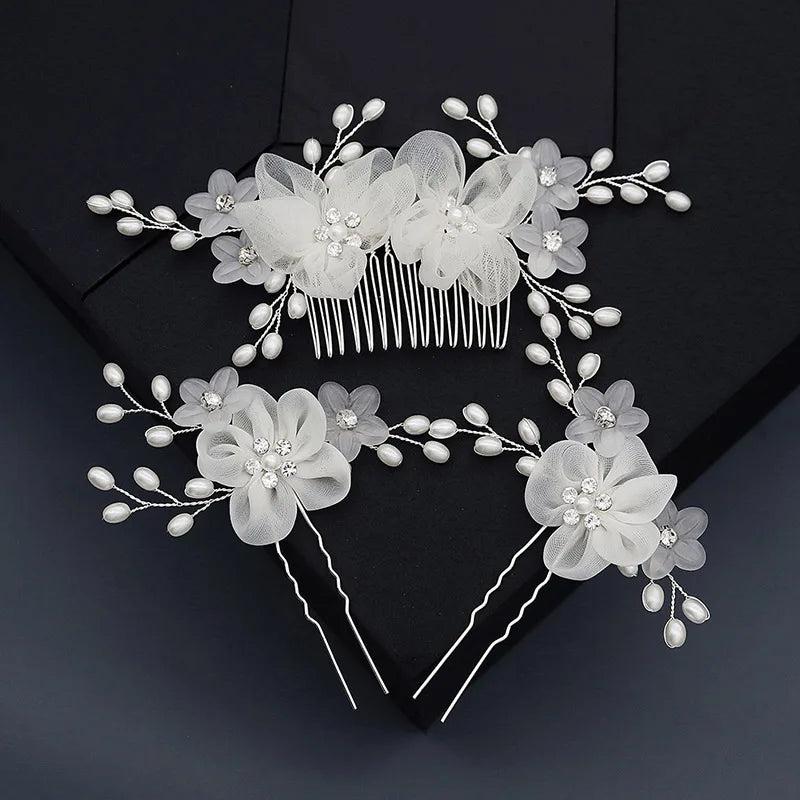 Flower Hair Combs Pins Set for Women Party Bride Headpiece Bridesmaid Gift