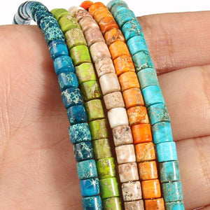 4x4MM Natural Sea Sediment Jaspers Stone Bead Round Cylinder Loose Spacer Beads