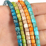 4x4MM Natural Sea Sediment Jaspers Stone Bead Round Cylinder Loose Spacer Beads