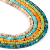 4x4MM Natural Sea Sediment Jaspers Stone Bead Round Cylinder Loose Spacer Beads