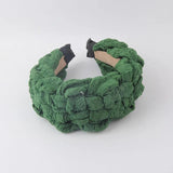Wide-Sided Net Red Mesh Fabric Twist Headband
