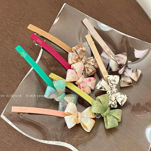 Stereoscopic Bow Hairpins Marbling Barrette Hair Accessories