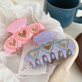 Heart-Shape Hair Clip Claw Pink Purple Love Hollow Girl Style Acetate Shark Clip