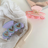 Heart-Shape Hair Clip Claw Pink Purple Love Hollow Girl Style Acetate Shark Clip