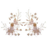 Silk Flower Hairpins Side Clips Chinese Pearl Hair Pins Headpieces