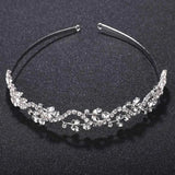 Bridal Rhinestone Headband Silver Leaves Crystal Crown Wedding Tiara Hairpin