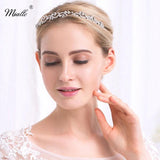 Bridal Rhinestone Headband Silver Leaves Crystal Crown Wedding Tiara Hairpin