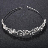 Bridal Rhinestone Headband Silver Leaves Crystal Crown Wedding Tiara Hairpin