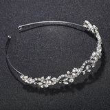 Bridal Rhinestone Headband Silver Leaves Crystal Crown Wedding Tiara Hairpin