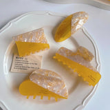 French Retro Yellow Floral Patchwork Hair Clip