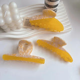 French Retro Yellow Floral Patchwork Hair Clip