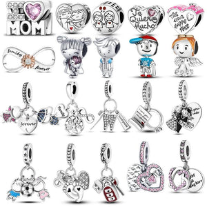 Mom Mother Gift Charm Baby Foots Nipple Heart Beads for Bracelet DIY CZ Jewelry