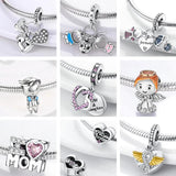 Mom Mother Gift Charm Baby Foots Nipple Heart Beads for Bracelet DIY CZ Jewelry